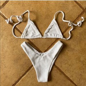 La Hana Swim White Ribbed set